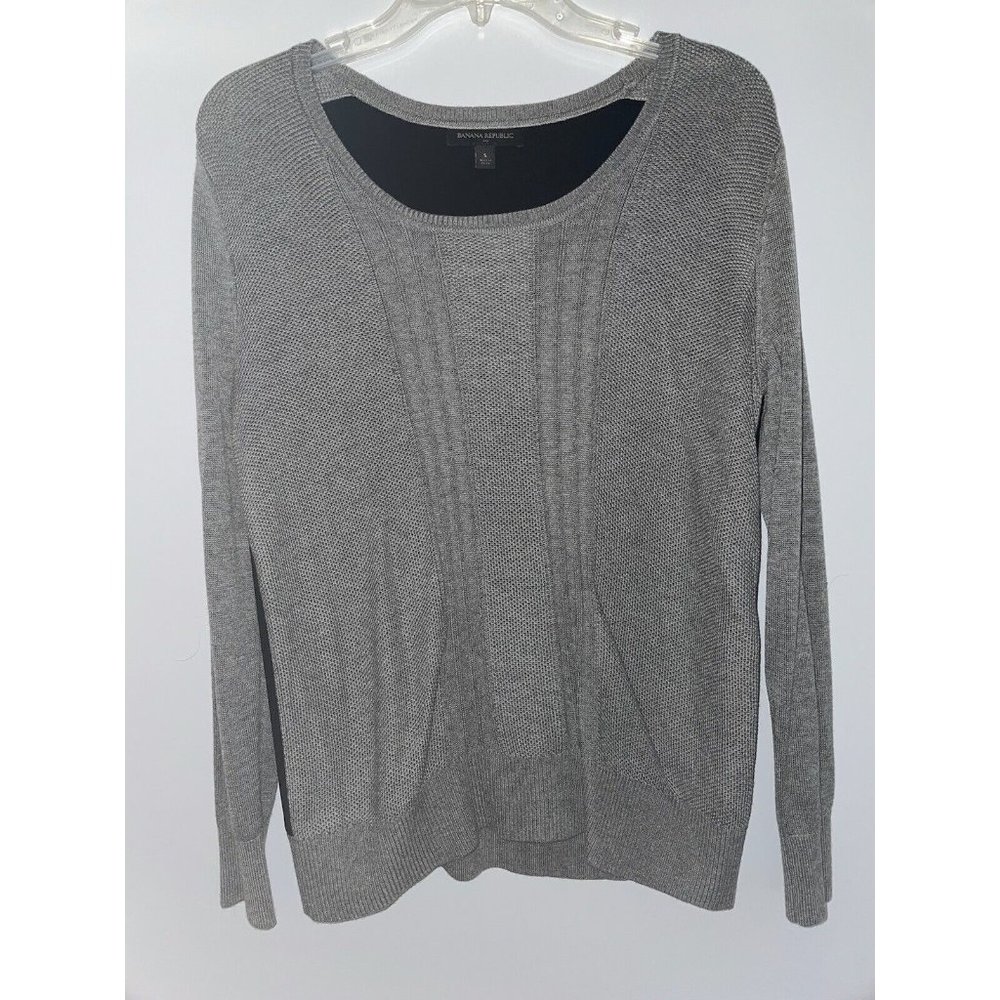 Banana Republic Women's Size S Pullover Sweater Gray Long Sleeve Black Back